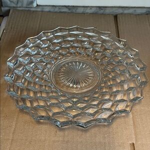 Textured Clear Glass Plate Cubic 11 3/4 inch